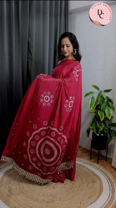 Rupali Pure Gajji Silk Ajrakh Bandhej Saree