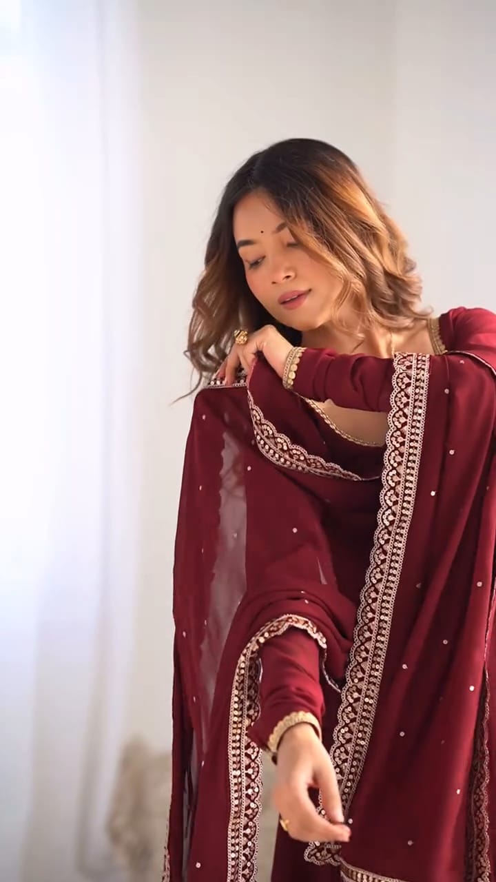 Maroon Anarkali