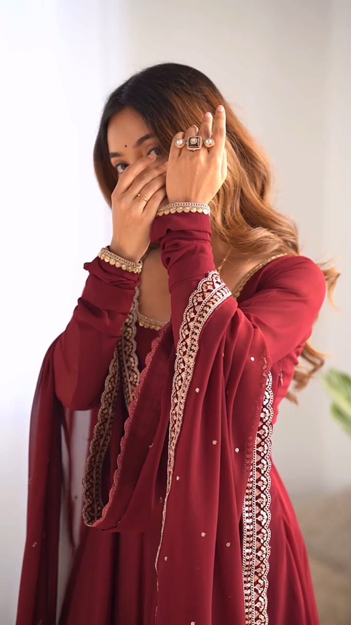 Maroon Anarkali