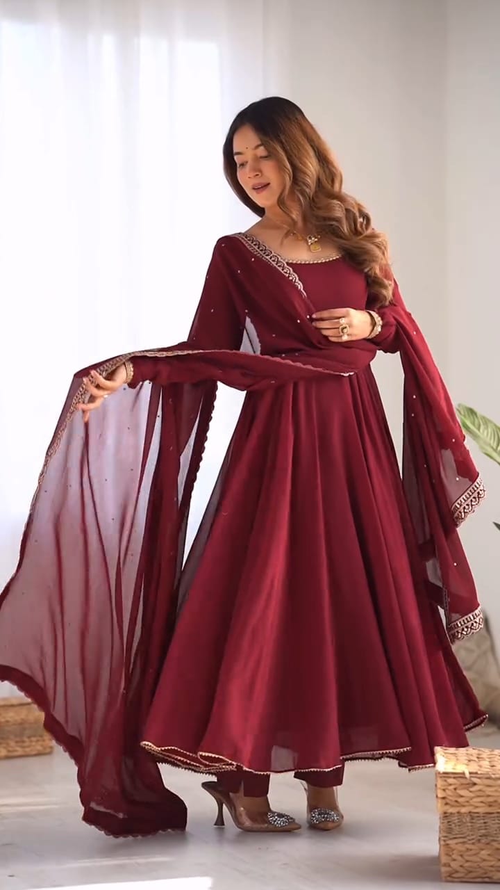 Maroon Anarkali