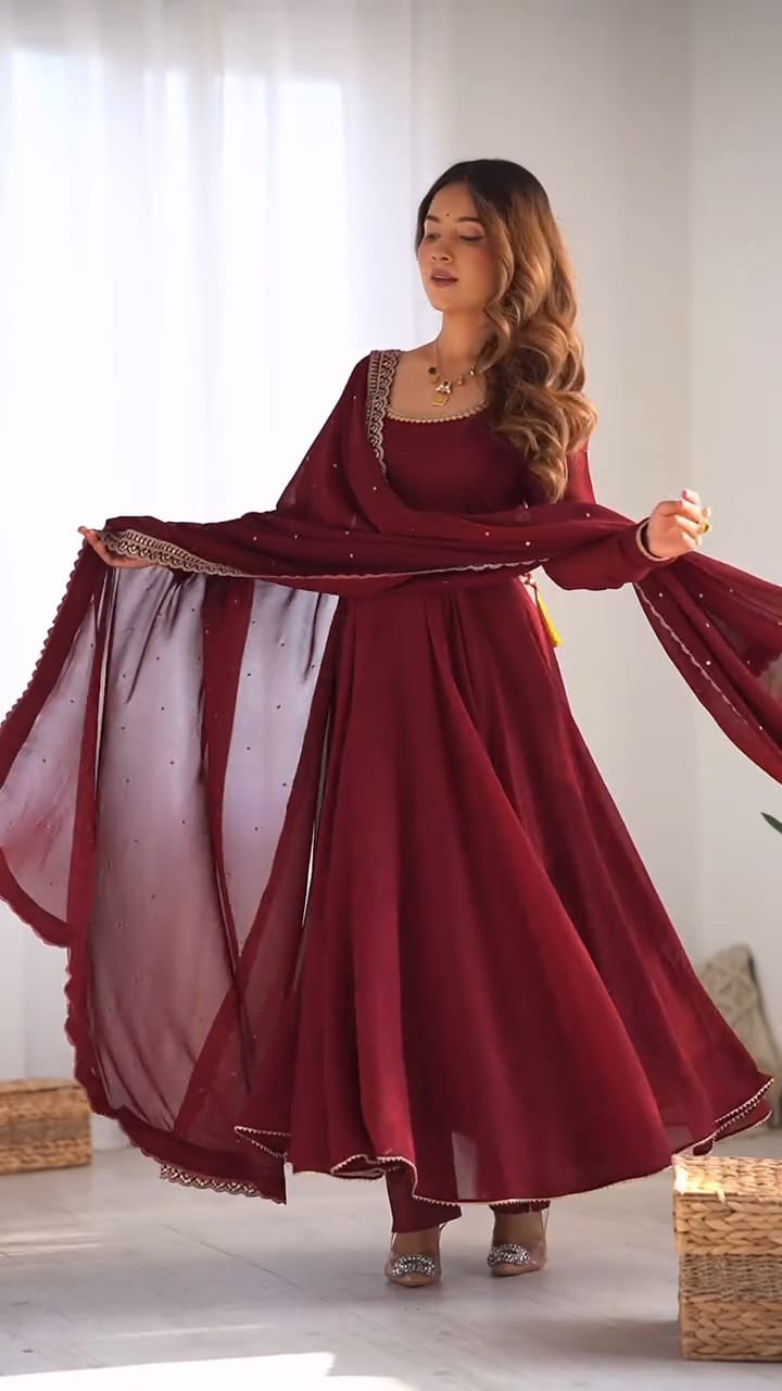 Maroon Anarkali