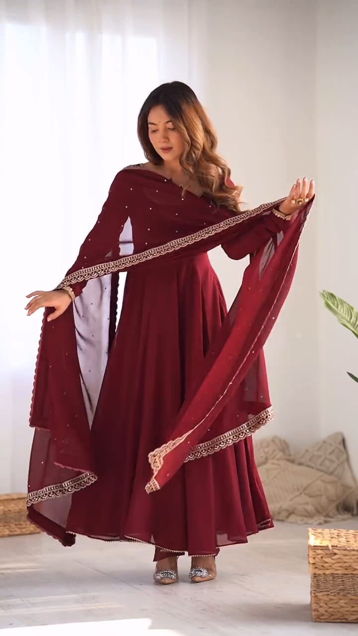 Maroon Anarkali