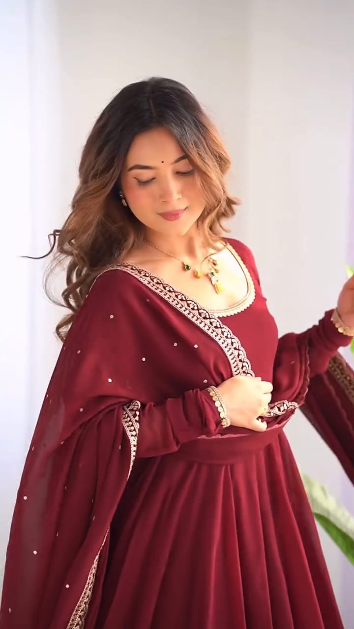 Maroon Anarkali