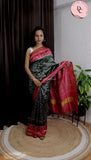 Green & Pink Patola Bandhej Saree