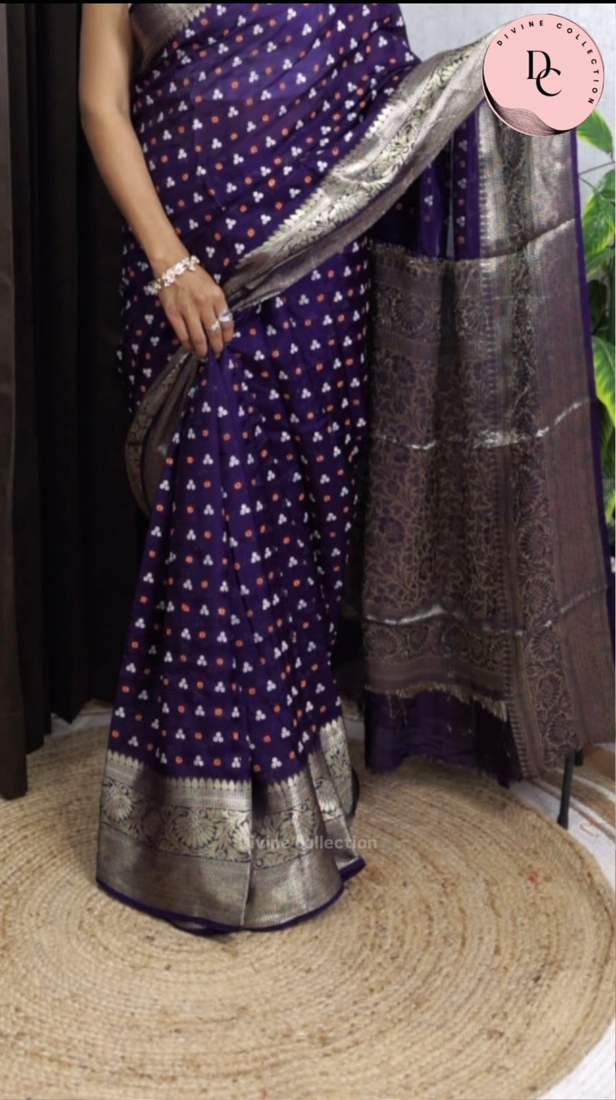Purple Kanjivaram Teen Daani