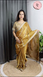 Embroidery Leheriya Satin Saree With Redymade Blouse