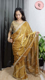 Embroidery Leheriya Satin Saree With Redymade Blouse