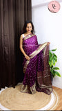 Royal Purple Kanjivaram Bandhani Saree