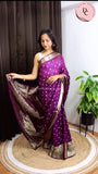Royal Purple Kanjivaram Bandhani Saree