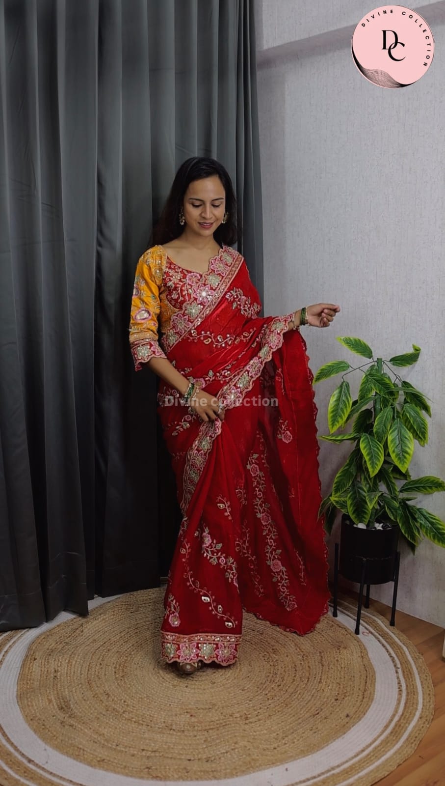Jhamkudi Designer Fendi Satin Sequin Lehariya Saree