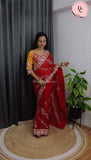 Jhamkudi Designer Fendi Satin Sequin Lehariya Saree