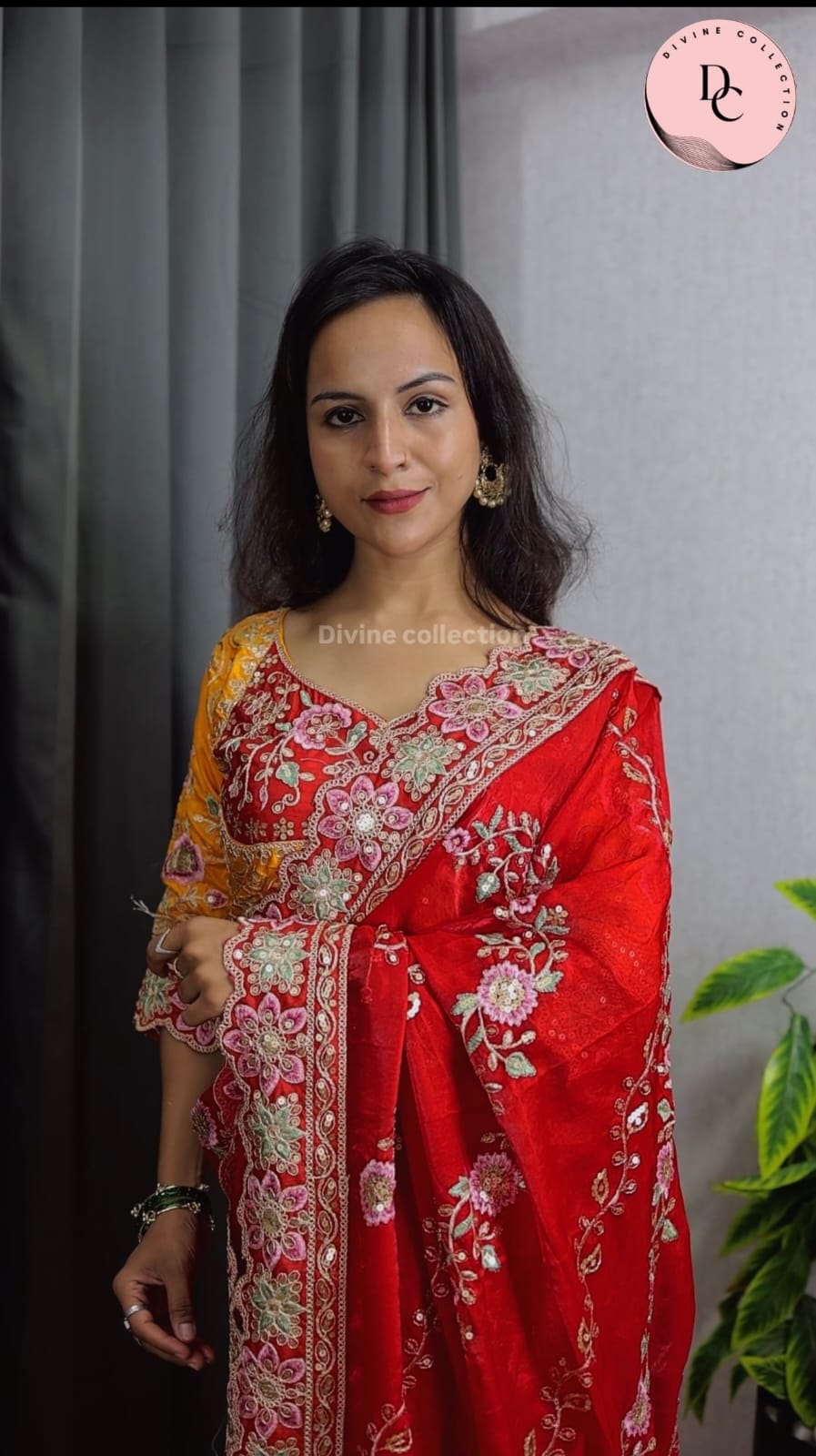 Jhamkudi Designer Fendi Satin Sequin Lehariya Saree