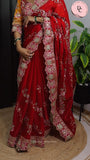 Jhamkudi Designer Fendi Satin Sequin Lehariya Saree