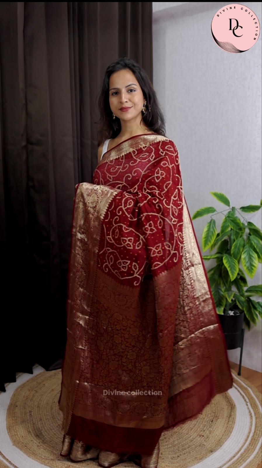 Kanjivaram Teen danii Bandhni Saree